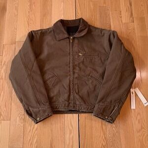 Elwood Petrol Workwear Cropped Flannel Lined Jacket Brown Adult Small NWT